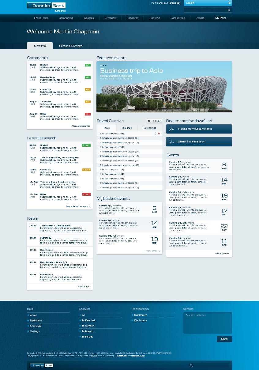 Danske Bank equity research dashboard — company overview and analyst view.